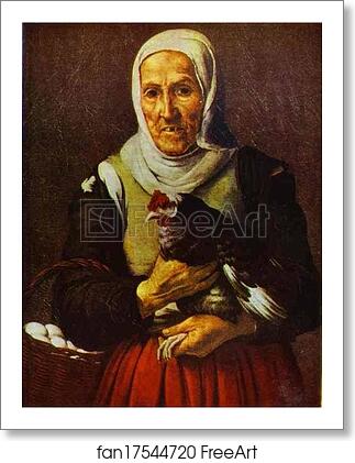 Free art print of Old Woman with a Hen by Bartolomé Esteban Murillo