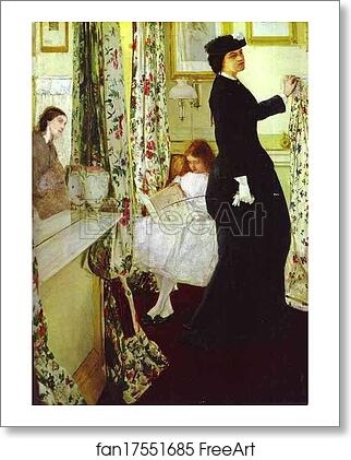 Free art print of Harmony in Green and Rose: The Music Room by James Abbott Mcneill Whistler