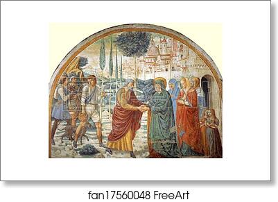 Free art print of Tabernacle of the Visitation: Meeting at the Golden Gate by Benozzo Gozzoli