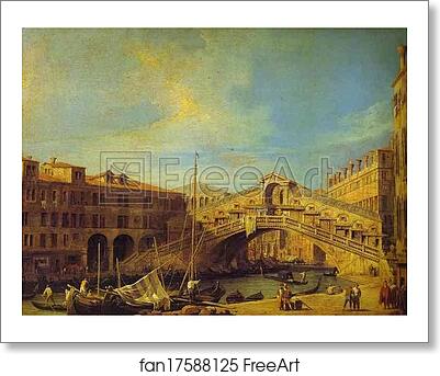 Free art print of Grand Canal: the Rialto Bridge from the South by Giovanni Antonio Canale, Called Canaletto
