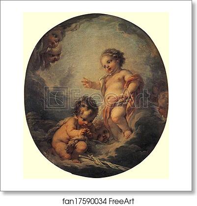 Free art print of The Baby Jesus and the Infant Saint John by François Boucher
