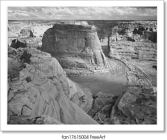 Free art print of View of valley from mountain, "Canyon de Chelly" National Monument, Arizona.  Photographs of National Parks and Monuments, compiled 1941 - 1942, documenting the period ca. 1933 - 1942. by Ansel Adams (1902-1984)