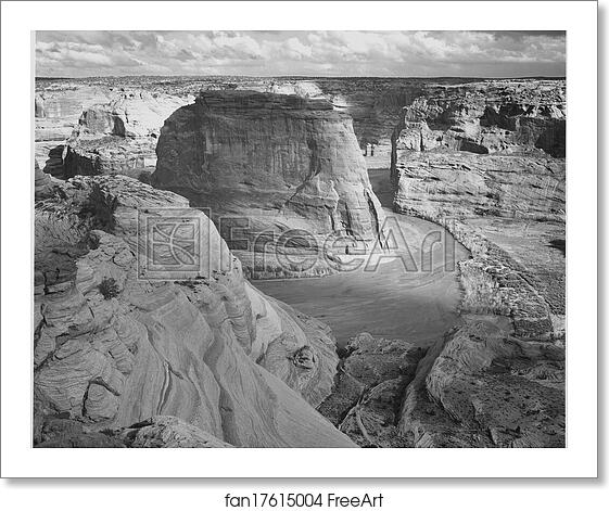 Free art print of View of valley from mountain, "Canyon de Chelly" National Monument, Arizona.  Photographs of National Parks and Monuments, compiled 1941 - 1942, documenting the period ca. 1933 - 1942. by Ansel Adams (1902-1984)