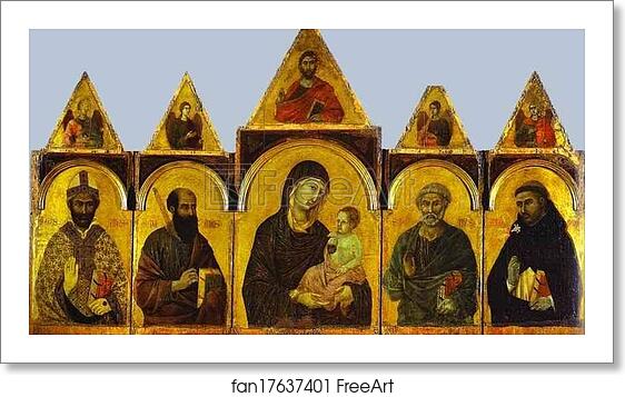 Free art print of Polyptych No. 28 (The Holy Virgin with the Christ Child and Four Saints) by Duccio Di Buoninsegna Free art print of Polyptych No. 28 (The Holy Virgin with the Christ Child and Four Saints) by Duccio Di Buoninsegna