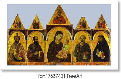 Free art print of Polyptych No. 28 (The Holy Virgin with the Christ Child and Four Saints) by Duccio Di Buoninsegna Free art print of Polyptych No. 28 (The Holy Virgin with the Christ Child and Four Saints) by Duccio Di Buoninsegna