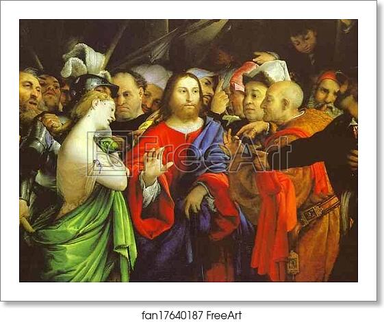 Free art print of Christ and the Adulteress by Lorenzo Lotto