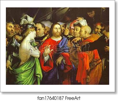 Free art print of Christ and the Adulteress by Lorenzo Lotto