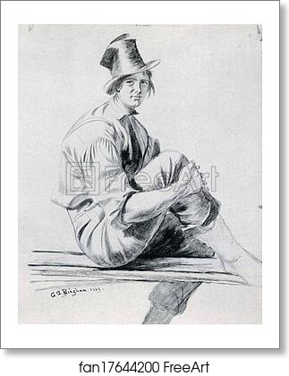 Free art print of Study of Boatman for Boatmen on the Missouri by George Caleb Bingham