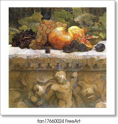 Free art print of Still-Life Study of Fruit on a Marble Sarcophagus by Frederick Leighton
