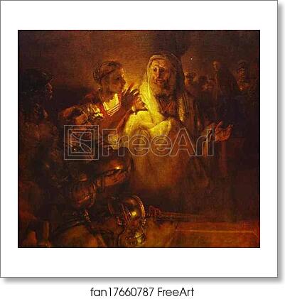 Free art print of Peter Denying Christ by Rembrandt Harmenszoon Van Rijn