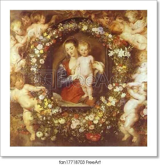 Free art print of Madonna in Floral Wreath by Jan Brueghel The Elder