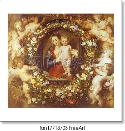 Free art print of Madonna in Floral Wreath by Jan Brueghel The Elder