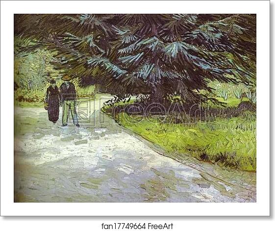Free art print of Park with a Couple and a Blue Fir Tree by Vincent Van Gogh Free art print of Park with a Couple and a Blue Fir Tree by Vincent Van Gogh