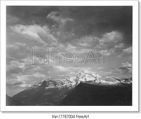 Free art print of Dark foreground and clouds, mountains highlighted, "Heaven's Peak," Glacier National Park, Montana.  Photographs of National Parks and Monuments, compiled 1941 - 1942, documenting the period ca. 1933 - 1942. by Ansel Adams (1902-1984)