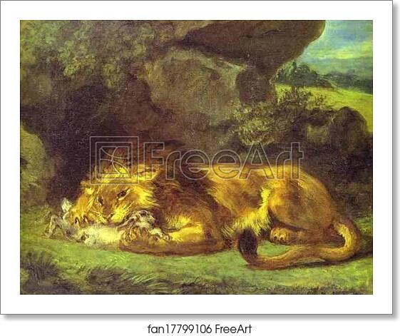 Free art print of Lion Devouring a Rabbit by Eugène Delacroix Free art print of Lion Devouring a Rabbit by Eugène Delacroix