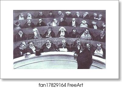 Free art print of The Legislative Belly. Perspective View of the Ministers' Seats of 1834. (Le Ventre legislatif. aspect des blancs ministeriels de la chambre improstituee de 1834) by Honoré Daumier