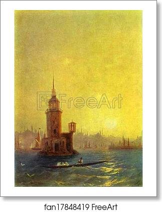 Free art print of View of the Leander Tower in Constantinople by Ivan Aivazovsky