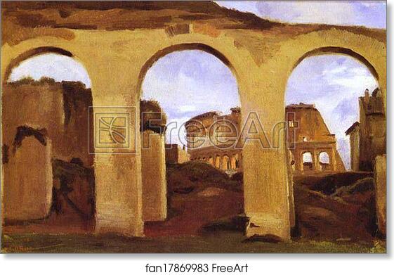 Free art print of The Colosseum Seen through the Arcades of the Basilica of Constantine by Jean-Baptiste-Camille Corot