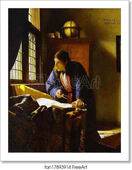 Free art print of The Geographer by Jan Vermeer