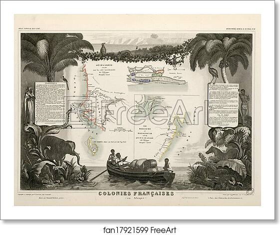Free art print of Colonies françaises (en Afrique) (Hémisphère boréal et austral) by Victor Jules Levasseur Free art print of Colonies françaises (en Afrique) (Hémisphère boréal et austral) by Victor Jules Levasseur