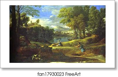 Free art print of Landscape with a Man Running from Serpent by Nicolas Poussin