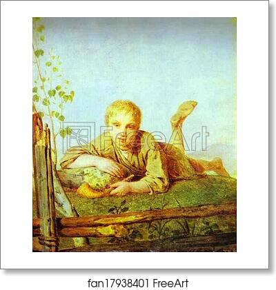Free art print of A Herd-Boy with a Pipe by Alexey Venetsianov