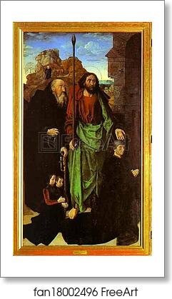 Free art print of Tommaso Portinari with his sons and SS. Thomas and Anthony Abbot. The left panel of the Portinari Altar by Hugo Van Der Goes