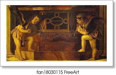Free art print of Frari Triptych. Musical Angels. Detail by Giovanni Bellini