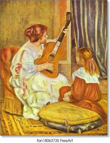 Free art print of Guitar Lesson by Pierre-Auguste Renoir