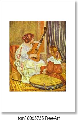 Free art print of Guitar Lesson by Pierre-Auguste Renoir