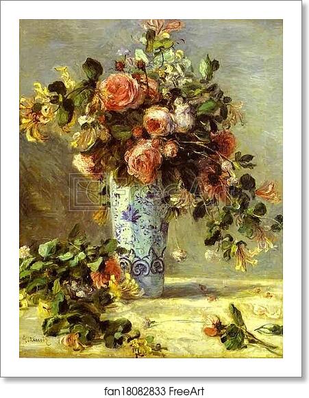 Free art print of Roses and Jasmin in a Delft Vase. (Les roses et jasmin dans le vase de Delft) by Pierre-Auguste Renoir Free art print of Roses and Jasmin in a Delft Vase. (Les roses et jasmin dans le vase de Delft) by Pierre-Auguste Renoir