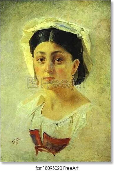 Free art print of Young Italian Woman in a Folk Costume. Study by Nikolay Gay
