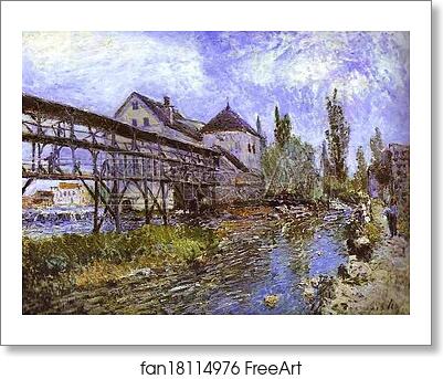 Free art print of Provencher's Mill at Moret by Alfred Sisley