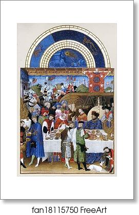 Free art print of Les trÄ�s riches heures du Duc de Berry. January. A New Year's Day Feast including Jean de Berry by Limbourg Brothers