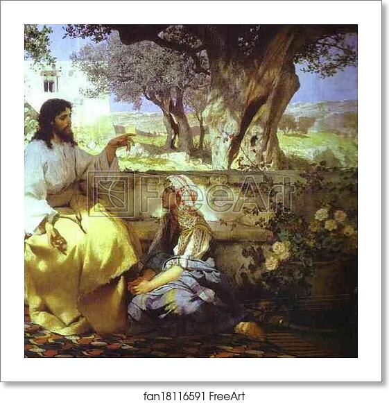 Free art print of Christ in the House of Martha and Mary. Detail by Henryk Hector Siemiradzki Free art print of Christ in the House of Martha and Mary. Detail by Henryk Hector Siemiradzki