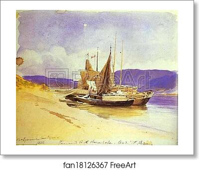 Free art print of Barges near the Bank by Feodor Vasilyev