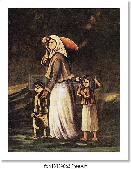 Free art print of Peasant Woman with Children Goes for Water by Niko Pirosmani Free art print of Peasant Woman with Children Goes for Water by Niko Pirosmani