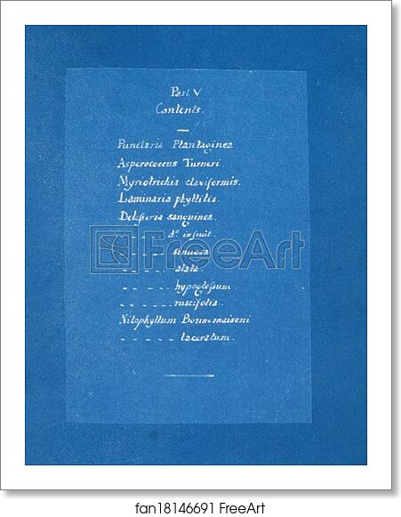 Free art print of Contents list by Anna Atkins