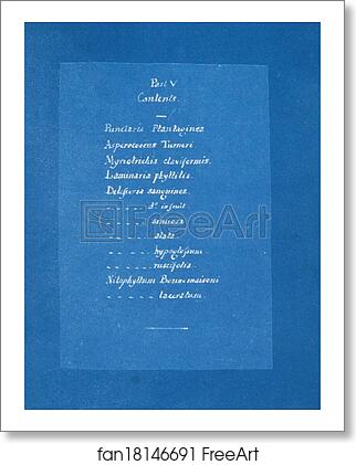 Free art print of Contents list by Anna Atkins Free art print of Contents list by Anna Atkins