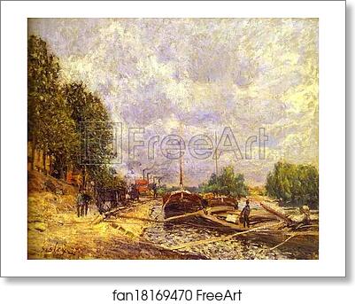 Free art print of Barges in Billancourt (Les peniches à Billancourt) by Alfred Sisley