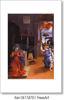 Free art print of The Annunciation by Lorenzo Lotto