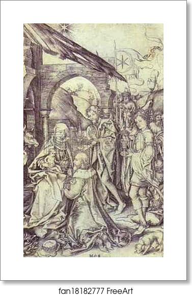Free art print of The Adoration of the Magi by Martin Schongauer