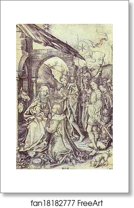 Free art print of The Adoration of the Magi by Martin Schongauer