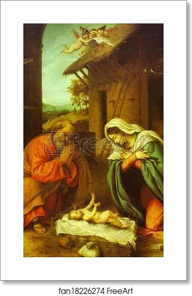 Free art print of The Nativity by Lorenzo Lotto