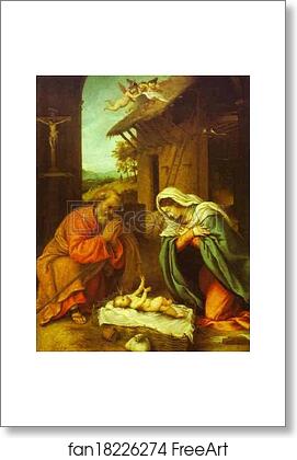 Free art print of The Nativity by Lorenzo Lotto