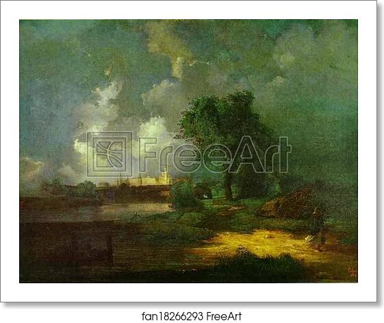 Free art print of View of the Kremlin from the Krimsky Bridge in Inclement Weather by Alexey Savrasov