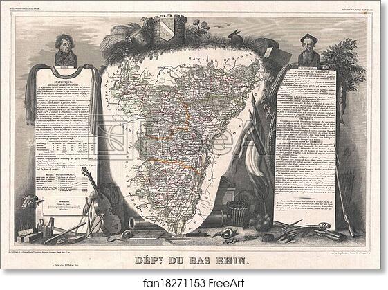 Free art print of Dept. du Bas-Rhin. by Victor Jules Levasseur