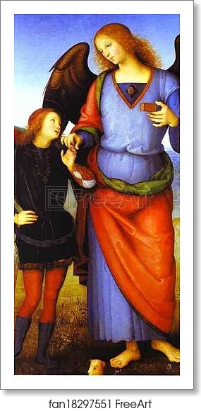 Free art print of Archangel Raphael with Tobias by Pietro Perugino