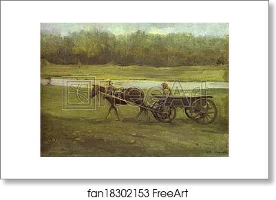 Free art print of Peasant Woman in a Cart by Valentin Serov