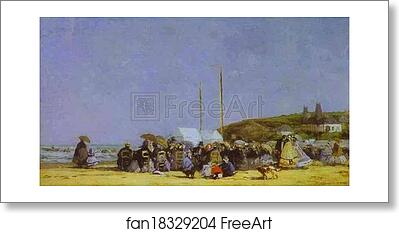 Free art print of Beach Scene, Trouville by Eugène-Louis Boudin